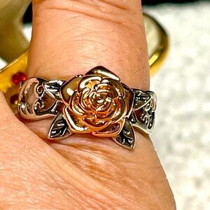 Rose Gold and Silver Floral Ring